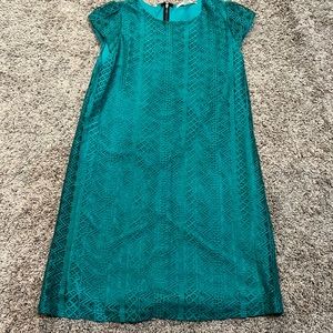 Green lace shift dress